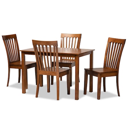 Baxton Studio Erion Modern and Contemporary Walnut Brown Finished Wood 5-Piece Dining Set 184-11427-8959-Zoro